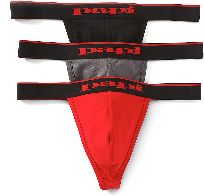 Papi Men'S 3-Pack Cotton Stretch Thong