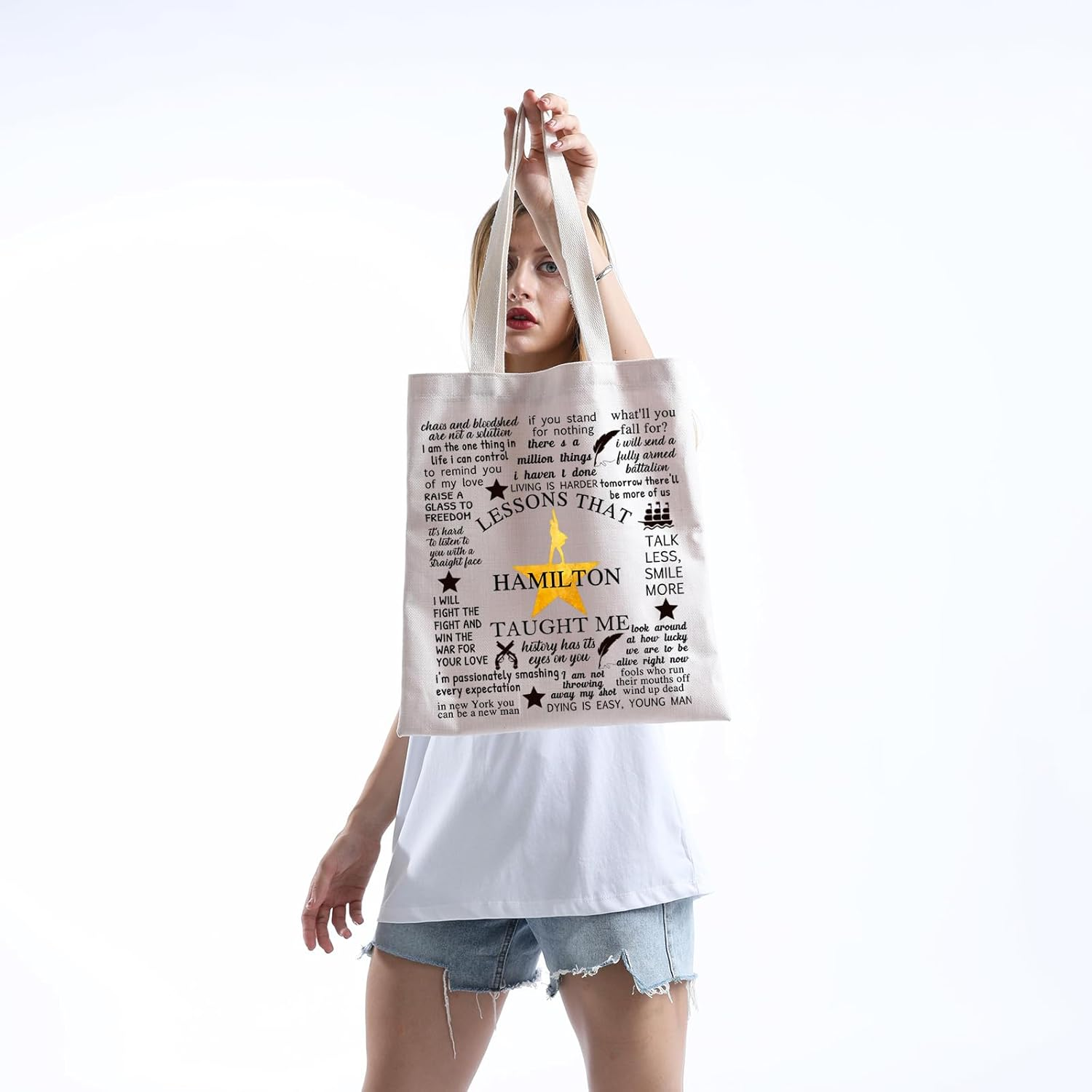 Hamilton Broadway Musical Encouragement Quote Tote Bag Hamilton Musical Lover Gift Hamilton Musical Merchandise - Ham Tote image number 3