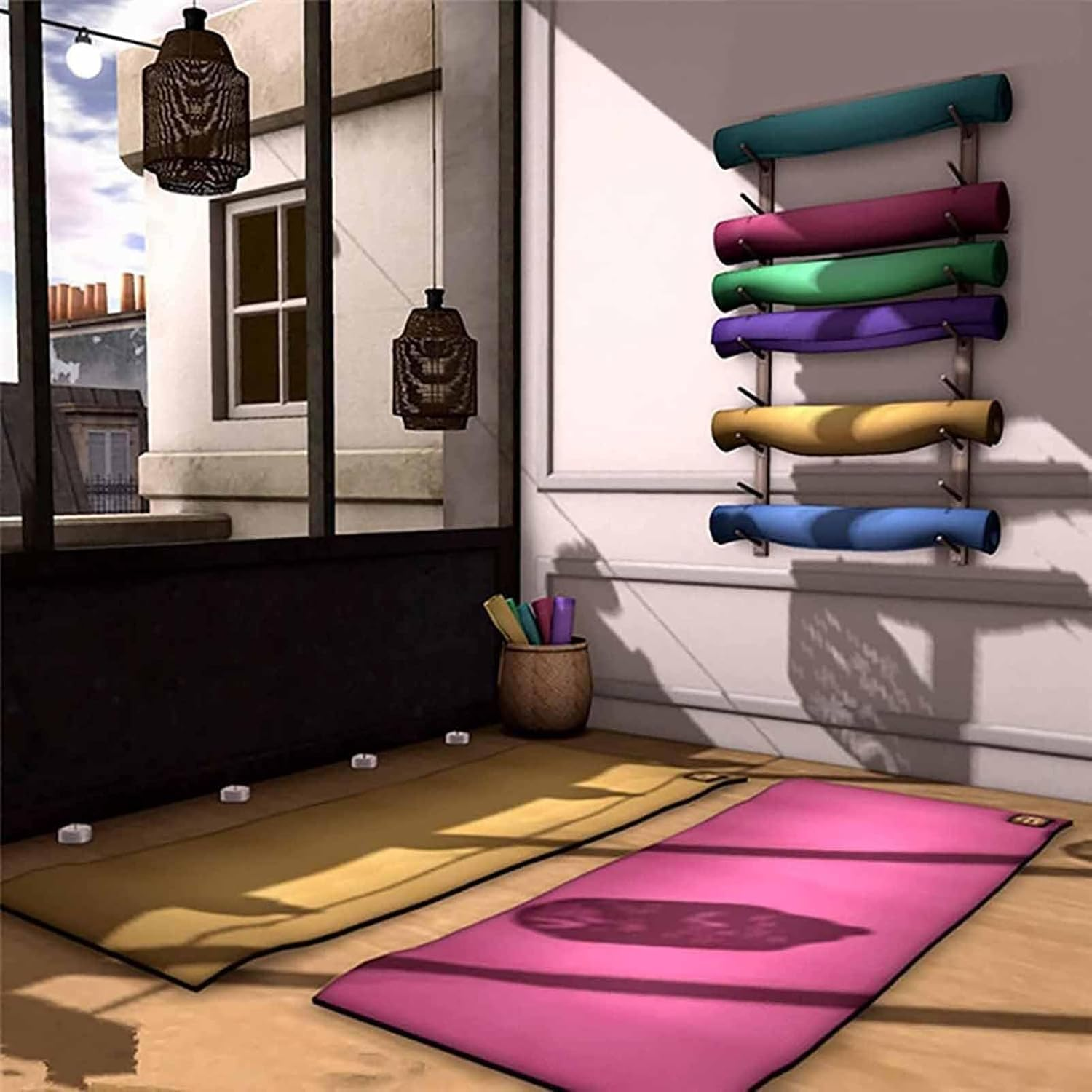 Wall Holder Storage Shelf， 6/9 Layers Yoga Mat Storage Rack Wall Mounted image number 4