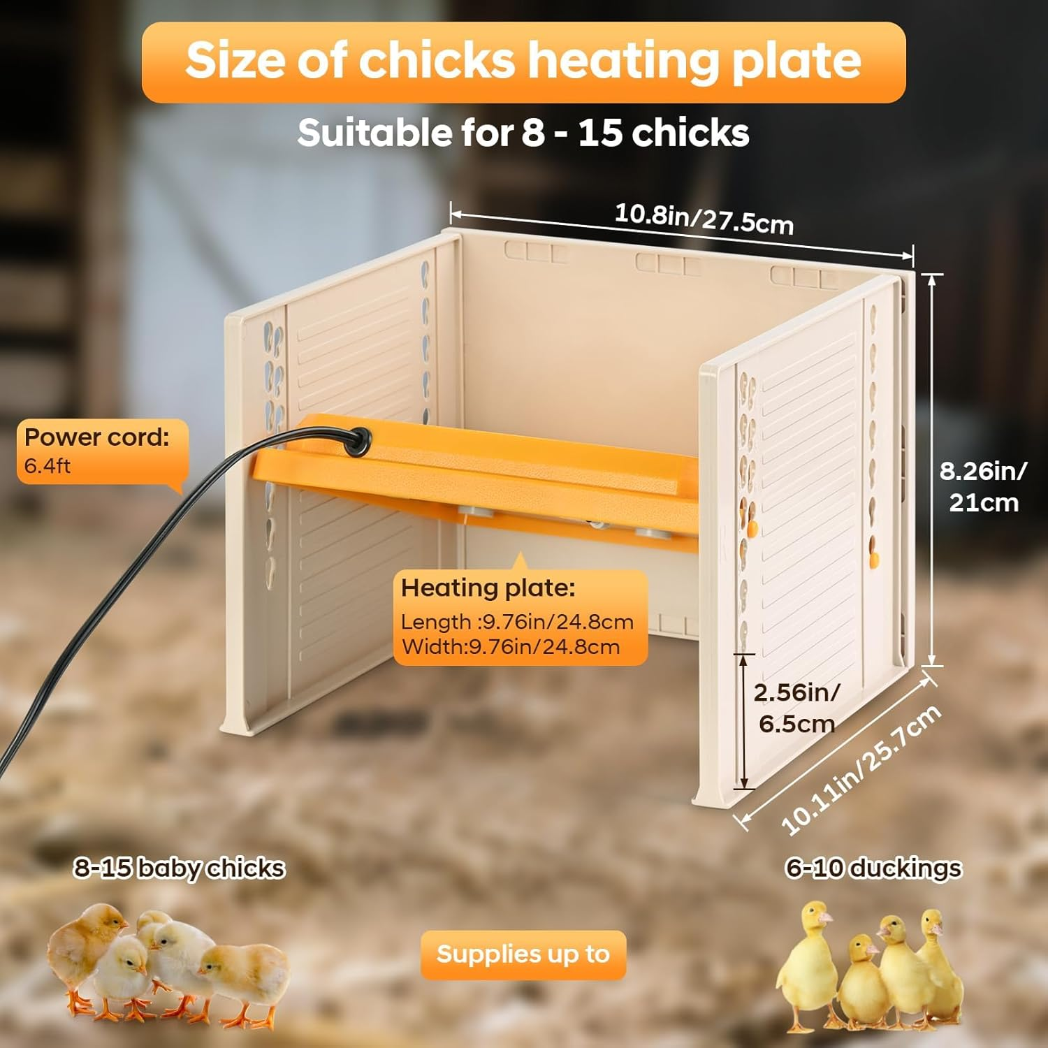 Adjustable Heat Plate with Temperature Control, 26.5 * 27.5Cm Chick Brooder Heater, Height & Angle Adjustable Heating Plate Warmer for Baby Chicken Coop, Ducks, Quails & Poultry image number 1