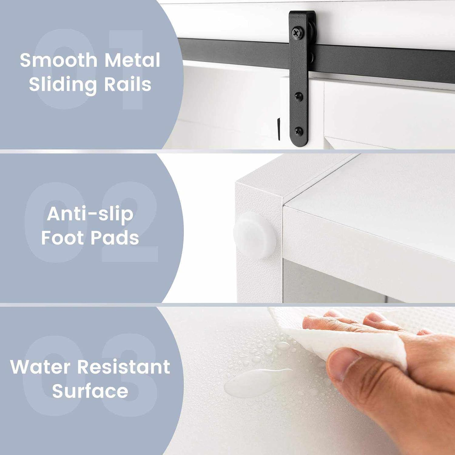 Giantex over the Toilet Storage Cabinet, Freestanding Bathroom Organizer with Sliding Barn Door & Storage Shelves, Multifunctional Bathroom Toilet Rack for Bathroom Restroom Laundry (White) - Brown image number 4