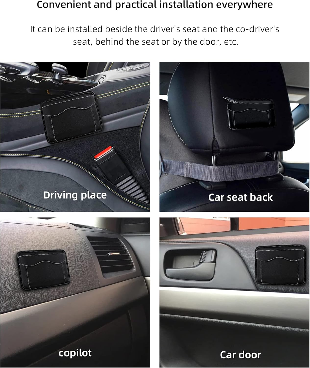 SUJADE YAKEFLY Car Seat Side Pocket Organizer,Pu Leather Storage Pocket Pouch Cell Phone Sunglasses Holder,Car Seat Storage Gap Filler,Mini Storage Bag Interior Accessories Organizer image number 1