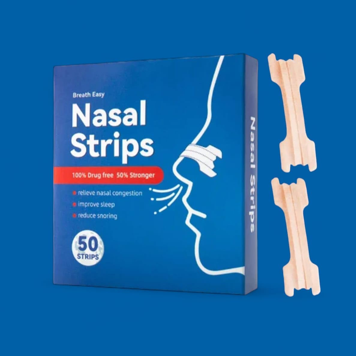 Nose Strips for Better Sleep - Pack of 50 Nasal Strips for Snoring Relief & Easy Breathing image number 1