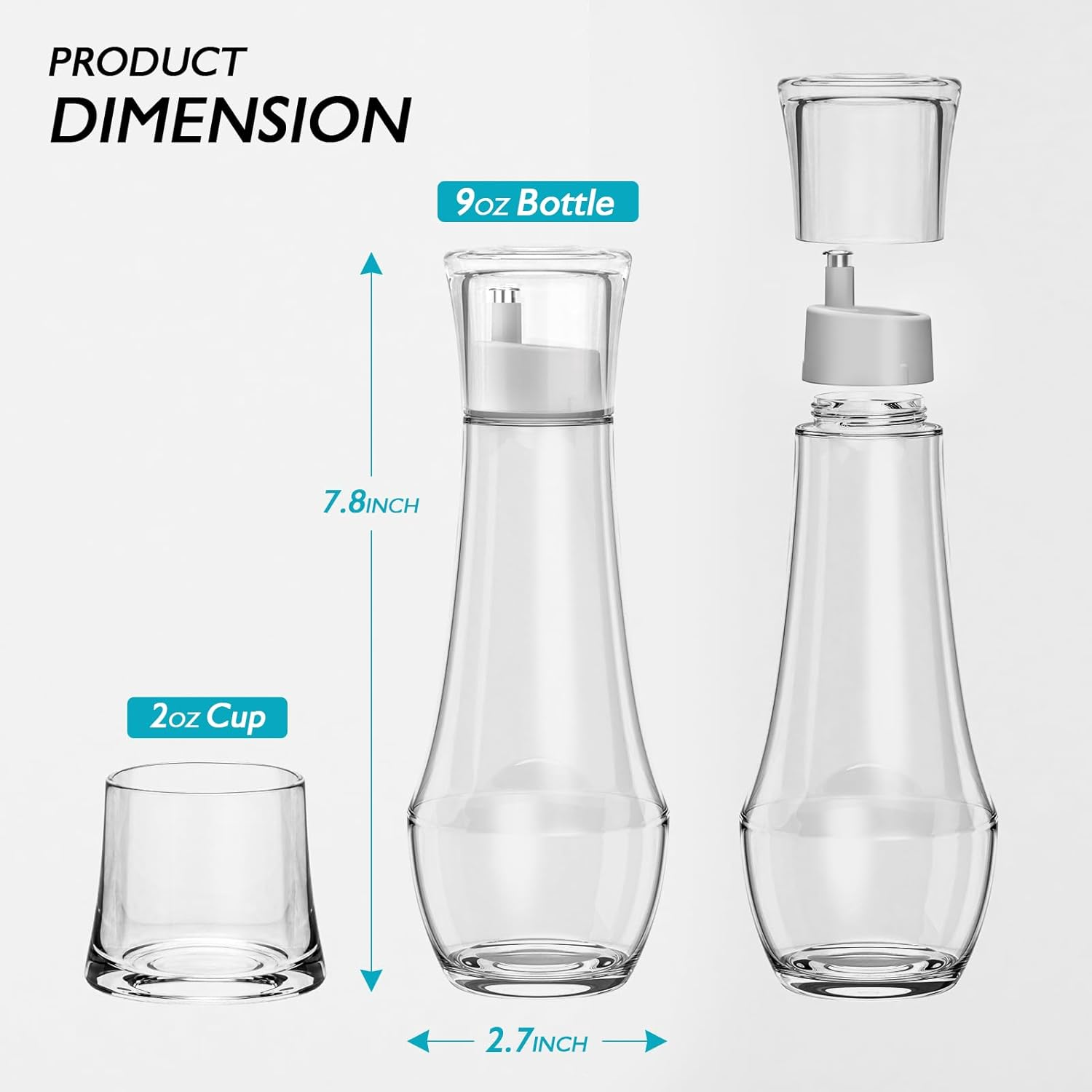 2 Pack Glass Mouthwash Dispenser for Bathroom, 9 OZ Small Clear Refillable Mouth Wash Bottle with Lid Cup image number 5