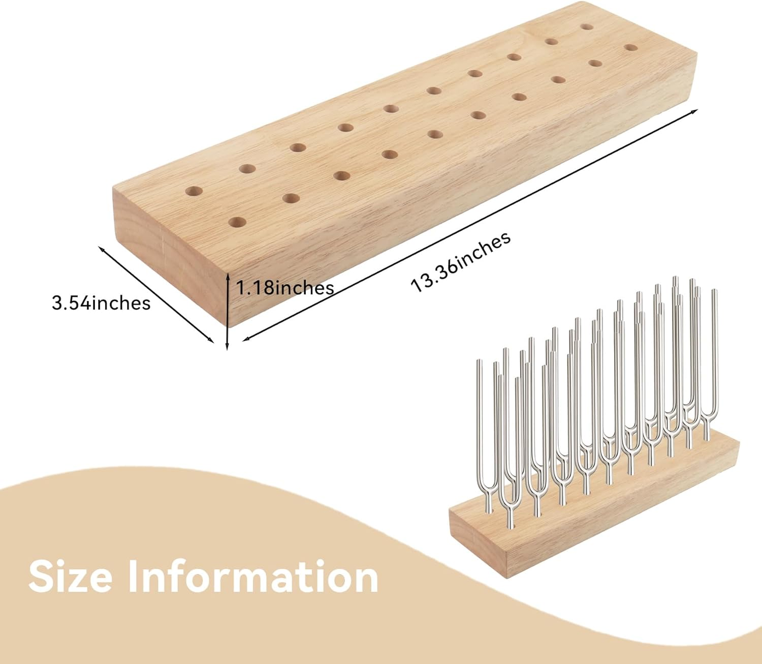 Klmnop Tuning Fork Holder, Wooden Tuning Fork Storage Rack Holds up to 20 Tuning Forks for Convenient Storage(Fork Not Include) image number 3