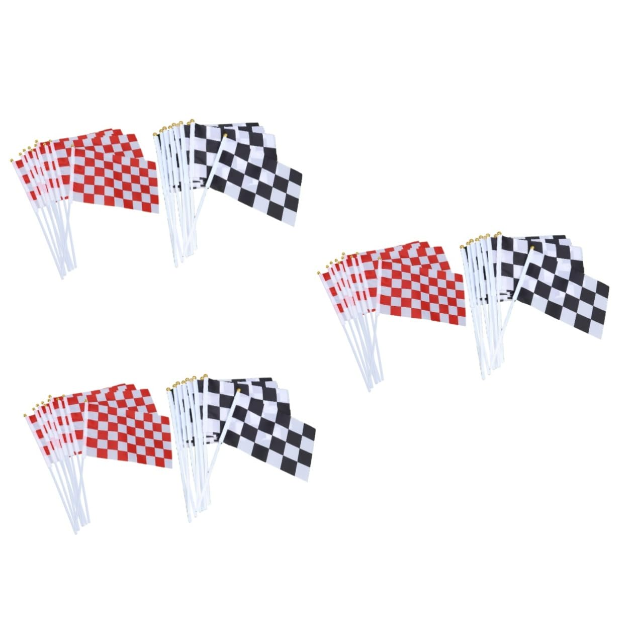 INOOMP 2Sets Race Car Flags Stick Lightweight Mini Hand Flags for Auto Racing Enhance Your Event Decorations 20Pcs*2