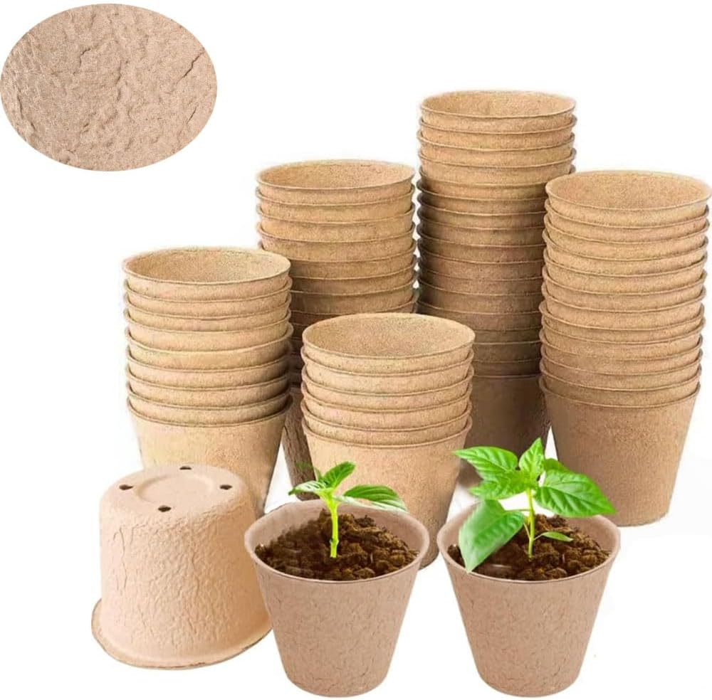 80 Pack Biodegradable Paper Pulp Seedling Pots Small Nursery Cups,Biodegradable Seed Starter Pots,Cells Paper Pulp Germination Trays Kit image number 3