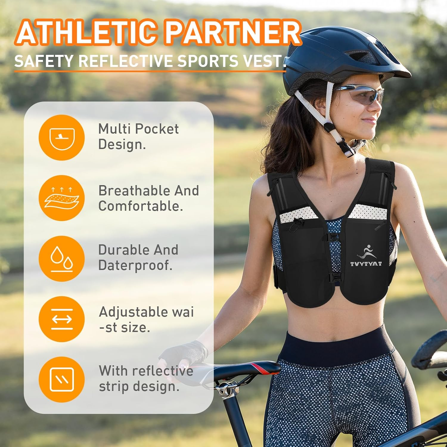 Running Vest Backpack, Adjustable with Reflective Strips for Men and Women, Cycling, Running, Mountaineering, Hiking, Hydration Vest Set Multiple Pockets for Storing Mobile Phones, Water Bottles image number 2