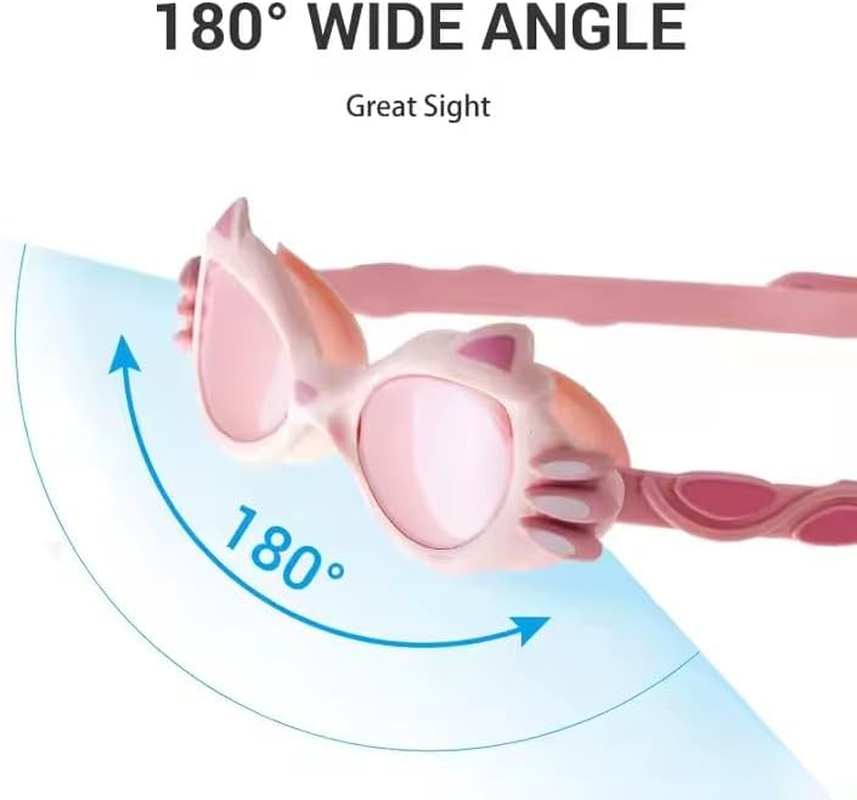 VEON Kids Swimming Goggles for Baby Girls, Cute Cat Design, Anti-Fog, UV Protection, Large Frame, Comfortable Fit image number 4