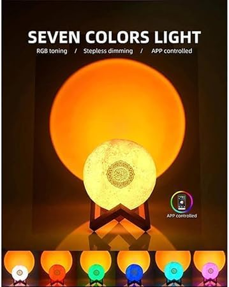 Moon Quran Speaker Lamp Sunset Projection with App Control Remote Control Quran Speaker Seven Color Changing Lamp 8GB (SQ-175) - Sunset Projection - Sq175 image number 4