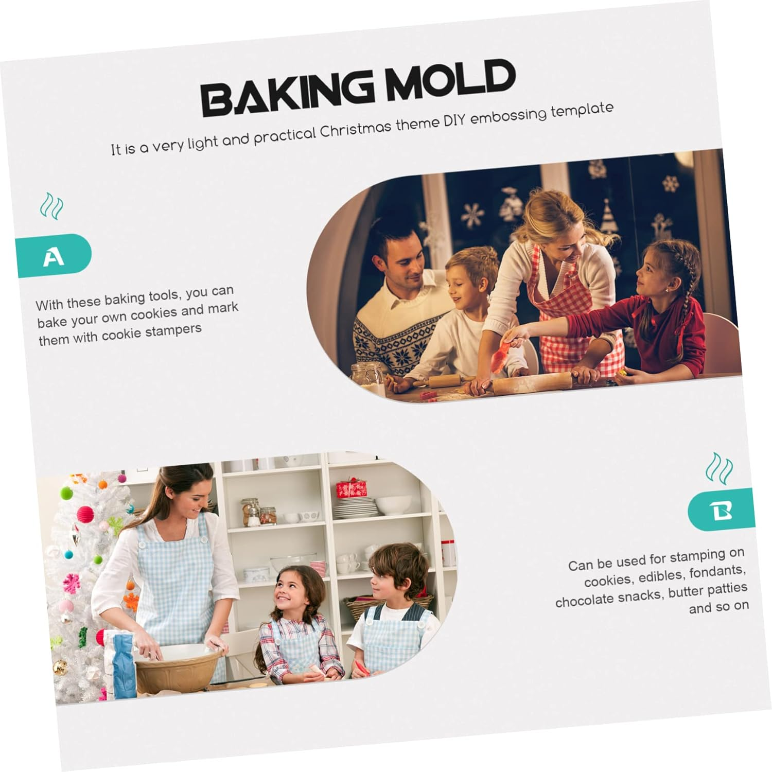 MAGICLULU Silicone Cookie Stamp Mold for Christmas Baking Cookie Stamps Molds Biscuit for Home DIY Baking Tools Random Style image number 1