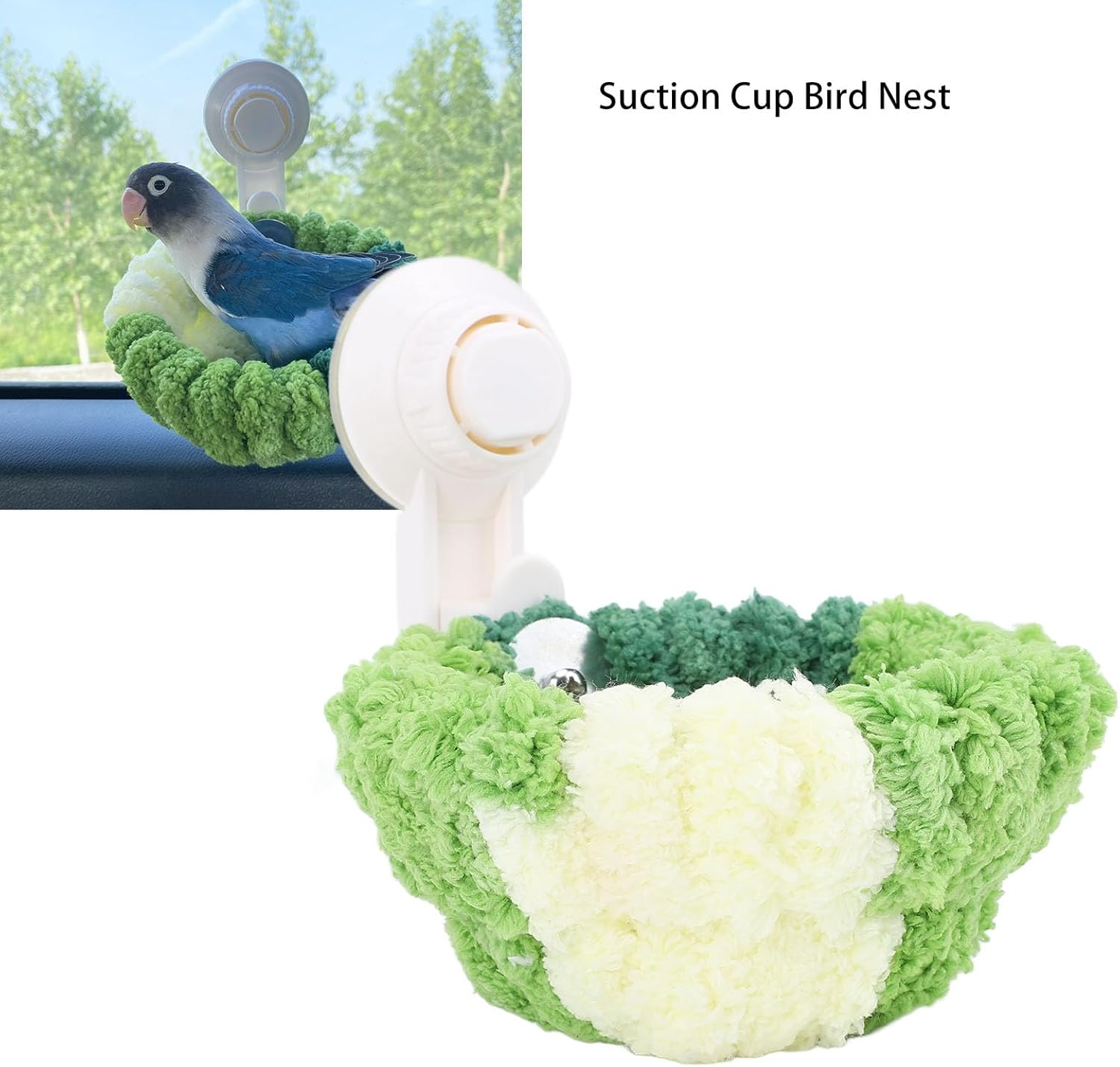 Suction Cup Bird Nest, Warm Bird Sleeping Bed with Cozy Plush Lining, Velvet Nest for Travel Car Window Outdoor (Large) image number 3