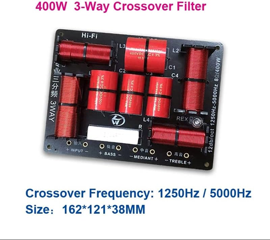 HOOCI 1PCS 3 Way 400W Professional Speaker Frequency Divider 1250Hz/5000Hz Stage Home Theater 3Unit High Power Audio Crossover Filters image number 4