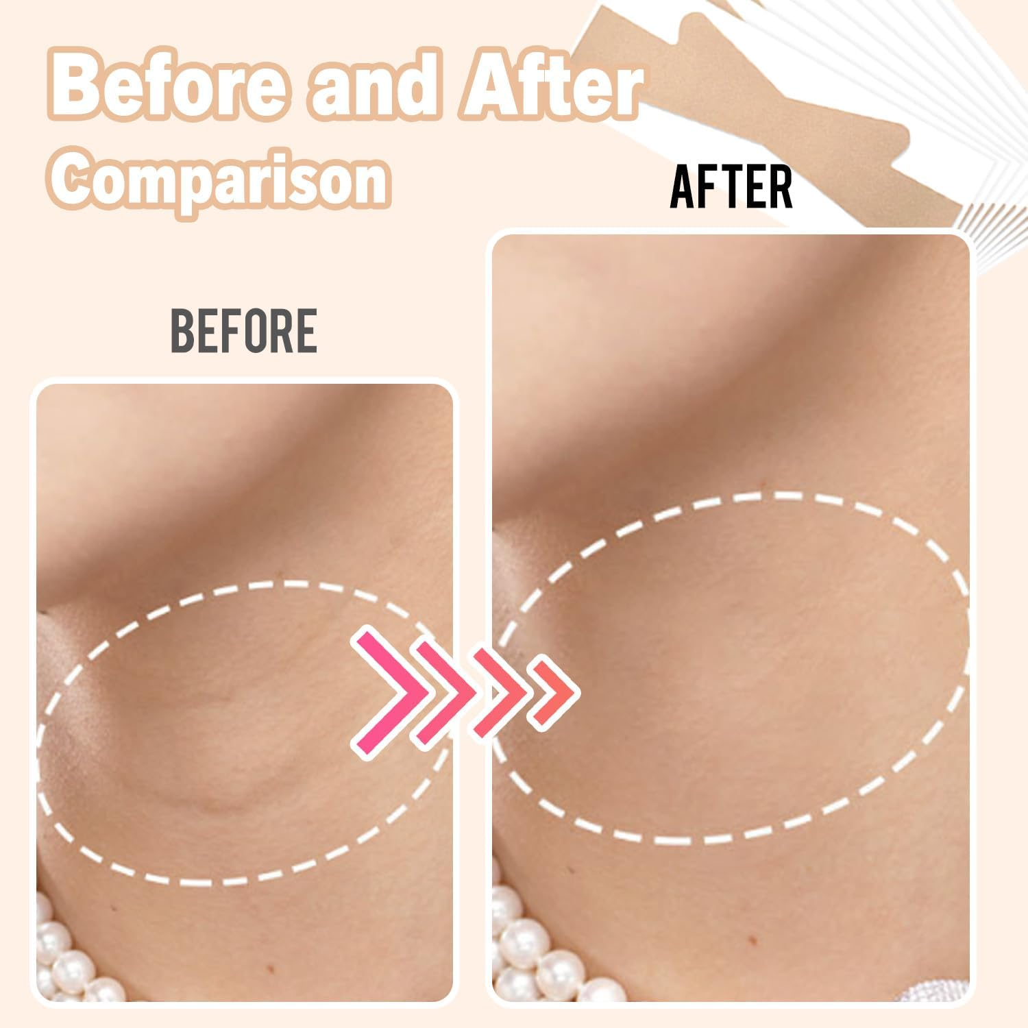 TORMEN Neck Lifting Tape for Women 10 Pcs Invisible Neck Wrinkle Patches for Wrinkles Instant Bands Tightening Sagging Skin Neckline Firming(Transparent) - Transparent image number 4