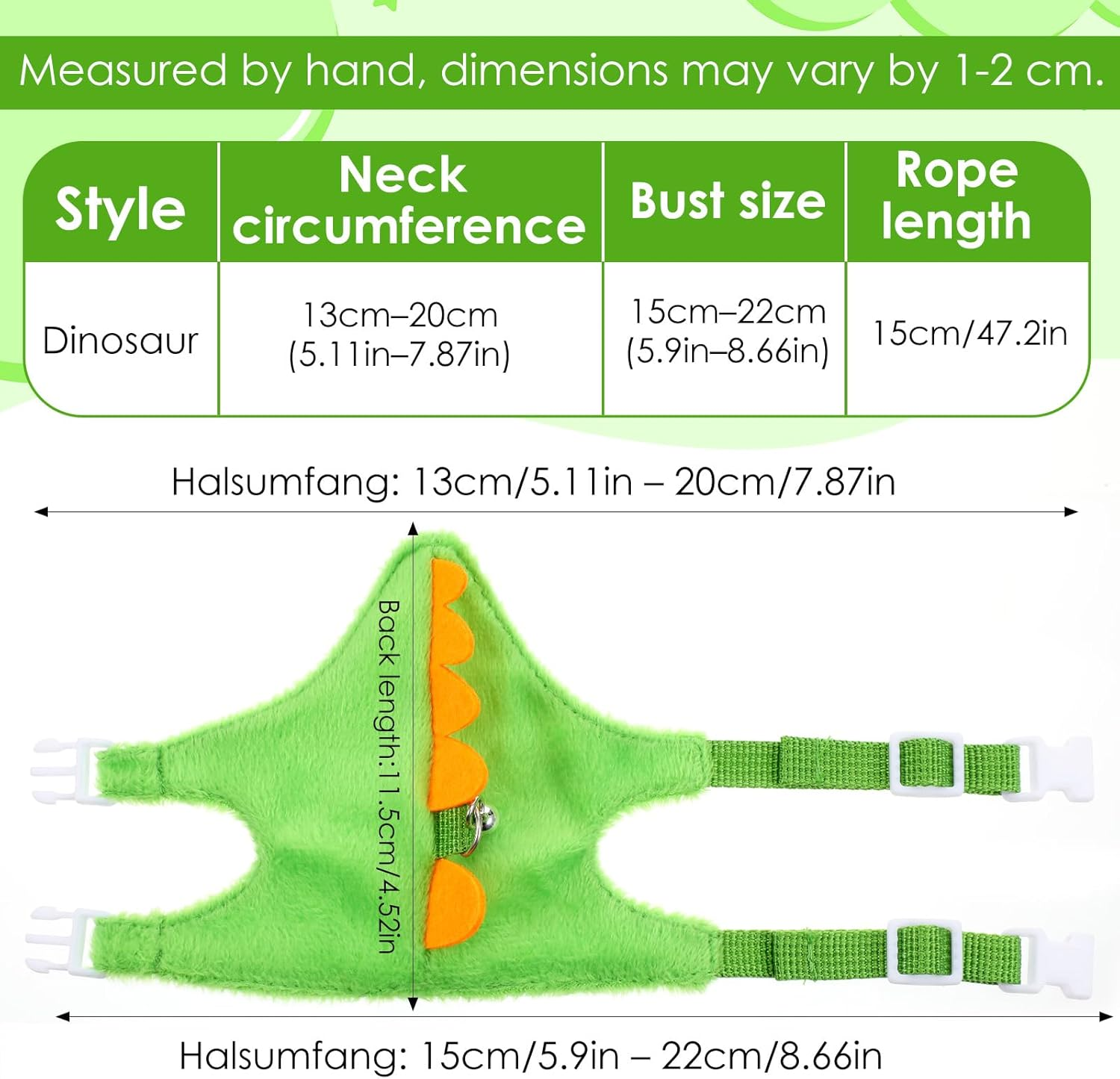 YBEATY Ferret Harness and Leash Set Small Animals Vest Harness with Safe Bell Dinosaur Shaped Leash Set for Baby Rabbit Guinea Pig Teacup Chihuahua Mouse and Other Small Pet image number 3