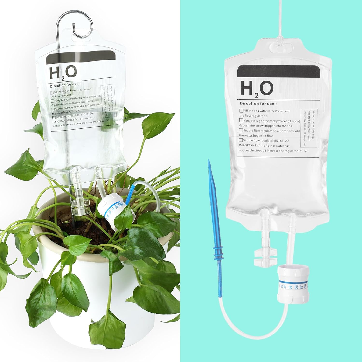 TOYMIS Pack of 2 Plant Life Support Drip, Plant Watering System with Metal Pen, Automatic Watering System, Drip Irrigation, Potted Plants, Automatic Plant Waterer for Plants image number 4