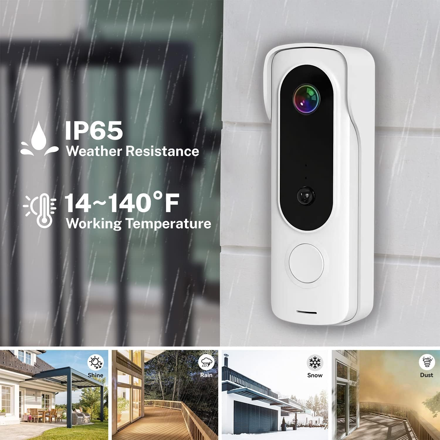 Wireless Video Doorbell Camera, BESIMLI 1080P HD Wifi Door Bell Ringer with Camera, 2-Way Audio, Motion Detection, IP65 Waterproof, Rechargeable Battery, Ios & Android image number 3