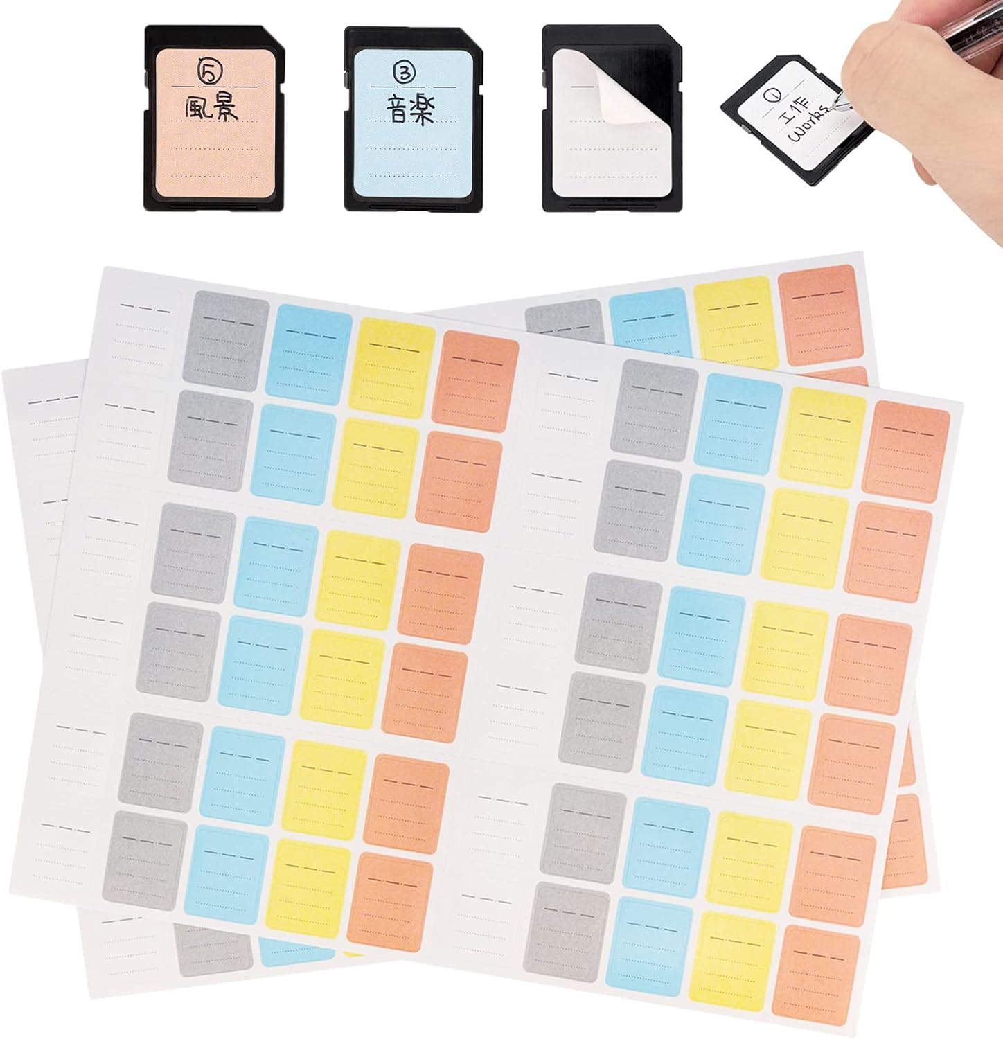 JJC 120 Memory Organized Label Stickers for SD, XQD, Cfexpress Type-B Cards
