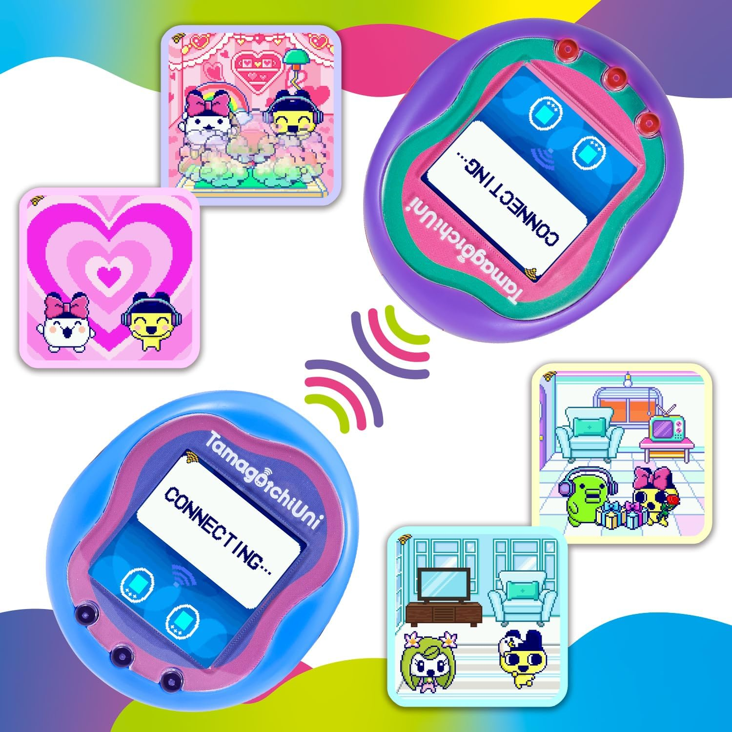 Bandai Tamagotchi Uni Virtual Pet, Blue, Multicoloured 43353 with Keyring Limited Edition (Bandai Spain Only) 43353 image number 4
