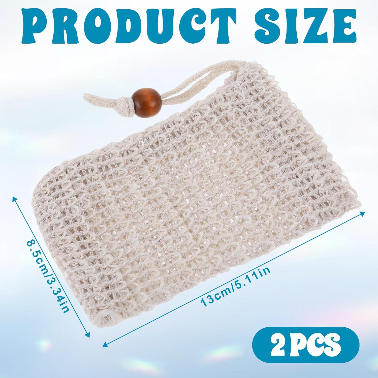 2PCS Soap Saver Bag, Sisal Exfoliating Soap Pouch, Natural Cotton-Linen Exfoliating Net Pouch with Drawstring, Foaming and Drying Exfoliating-Mesh Pouches for Bath and Shower (13X8.5Cm, Beige) image number 6