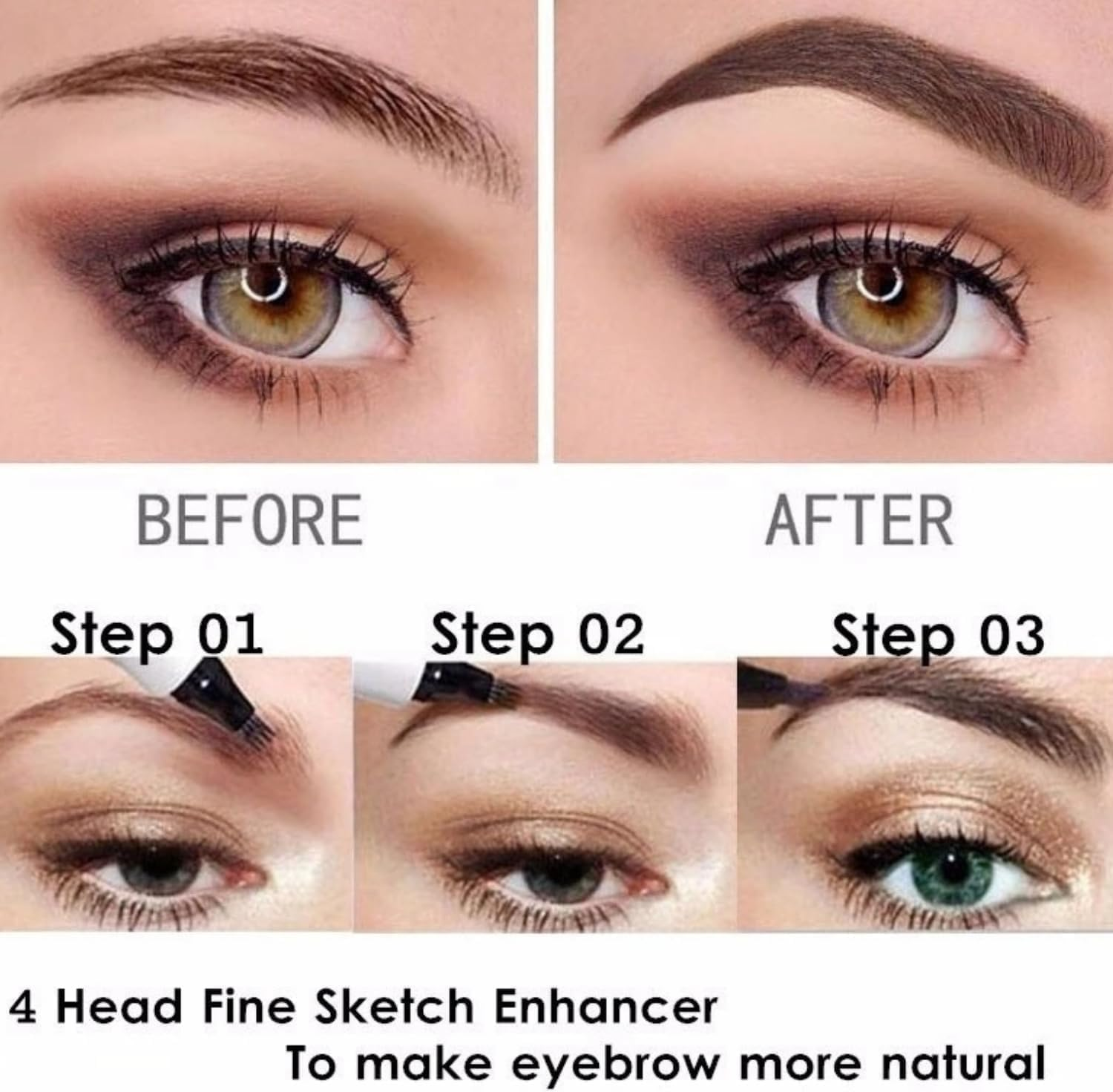 Microblading Eyebrow Pen, Long Lasting 4 Tip Eyebrow Pencil for Women Brow Shaping & Filling, Eyebrow Contouring Pencil Tattoo Pen, Microblading Eyebrow Pen 24H Smudge Proof,4 Pack image number 2