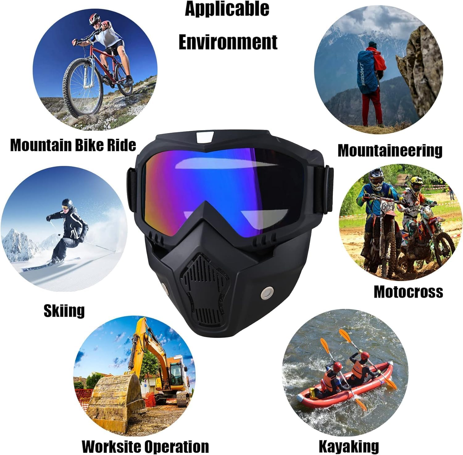 Paintball Mask anti Fog,Tactical Full Face Mask Ski Mask Goggles Detachable Adjustable,Motorcycle Riding Face Protection Colorful ﻿ image number 2