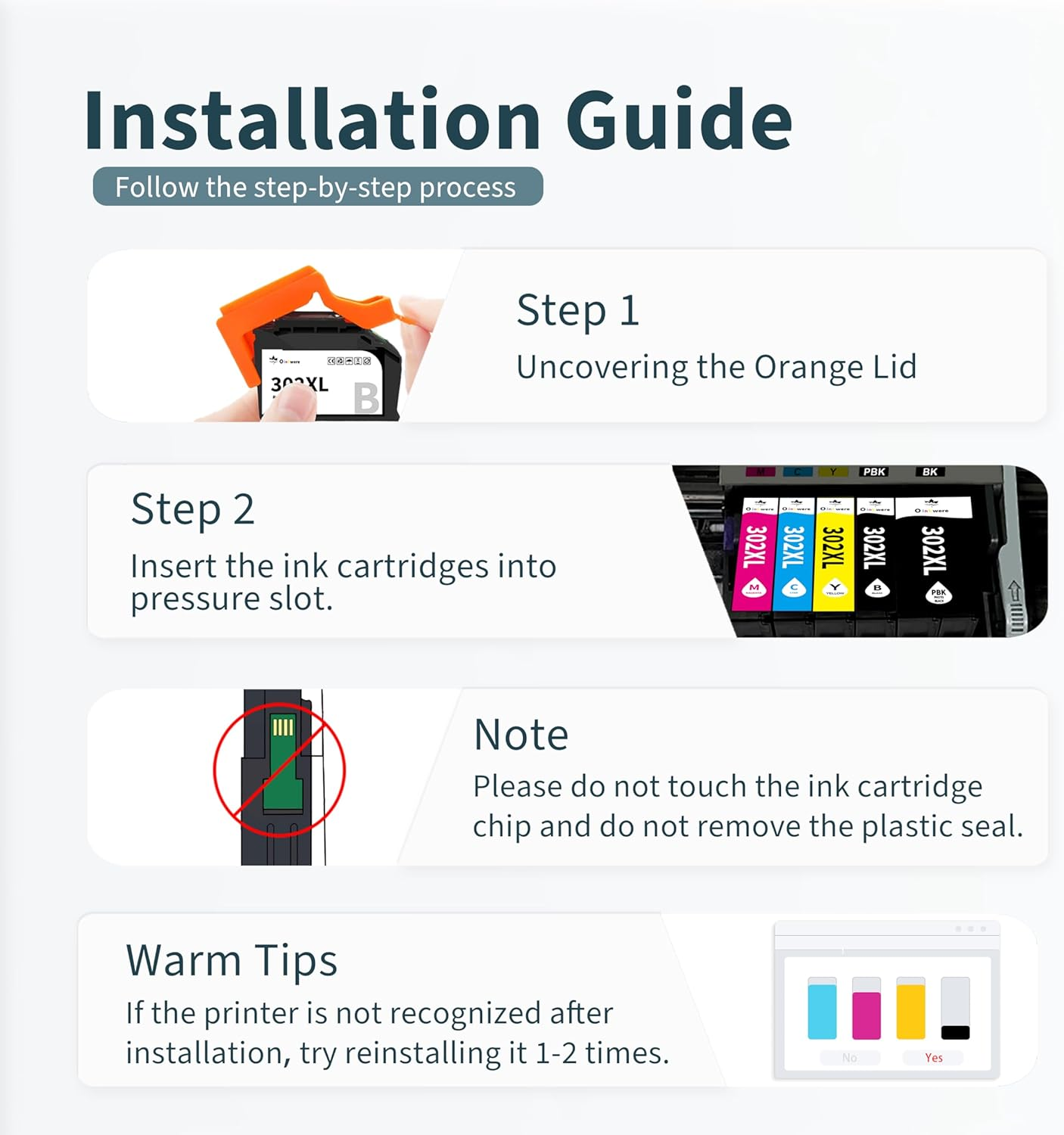 302XL Ink Cartridge Compatible for Epson 302 Ink Cartridges 302 XL T302XL T302 for XP-6000 XP-6100 XP6000 XP6100 Printer Ink (302XL 5 Pack) image number 5