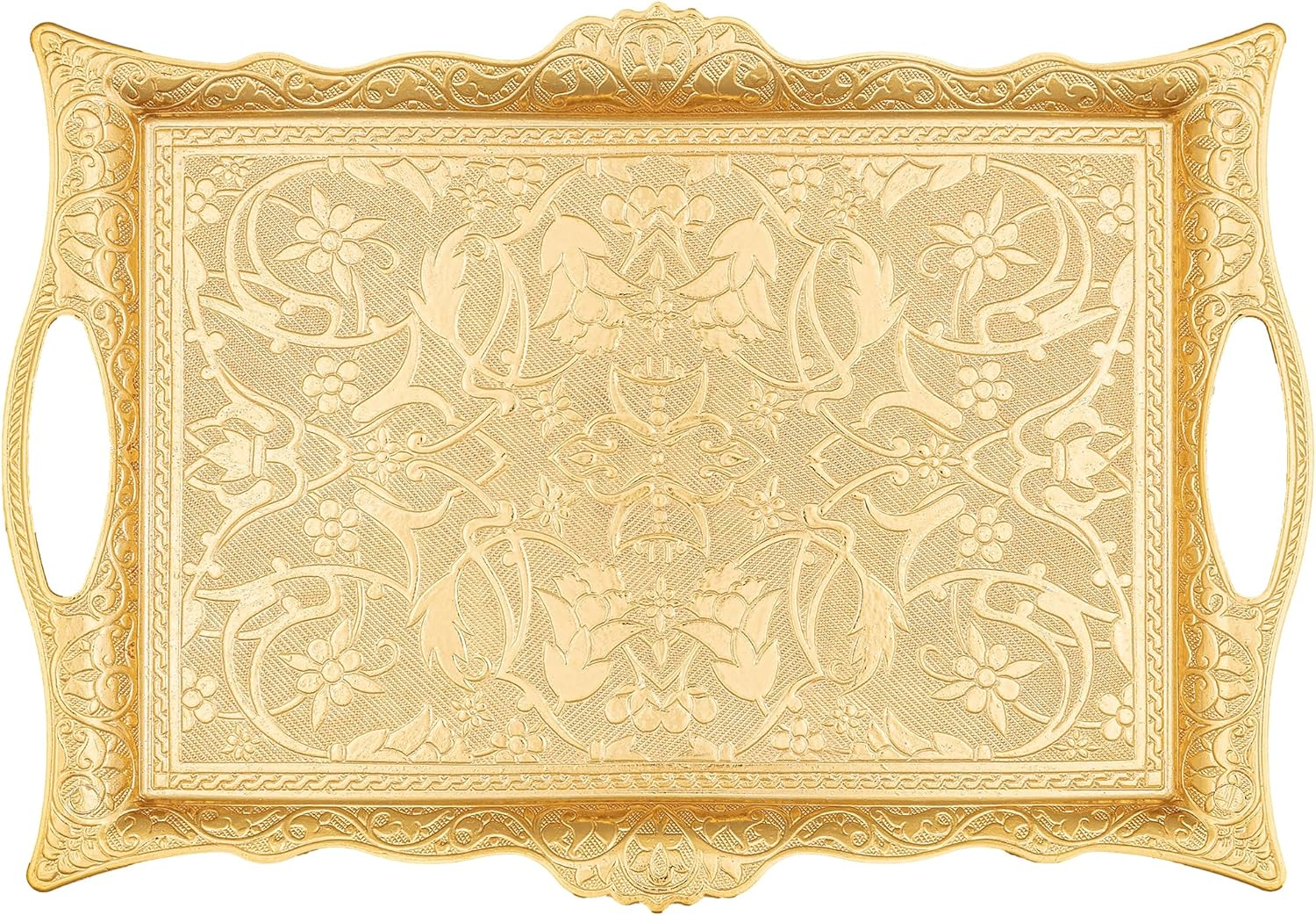 Alisveristime Turkish Ottoman Coffee Tea Beverage Serving Square Tray (Copper)