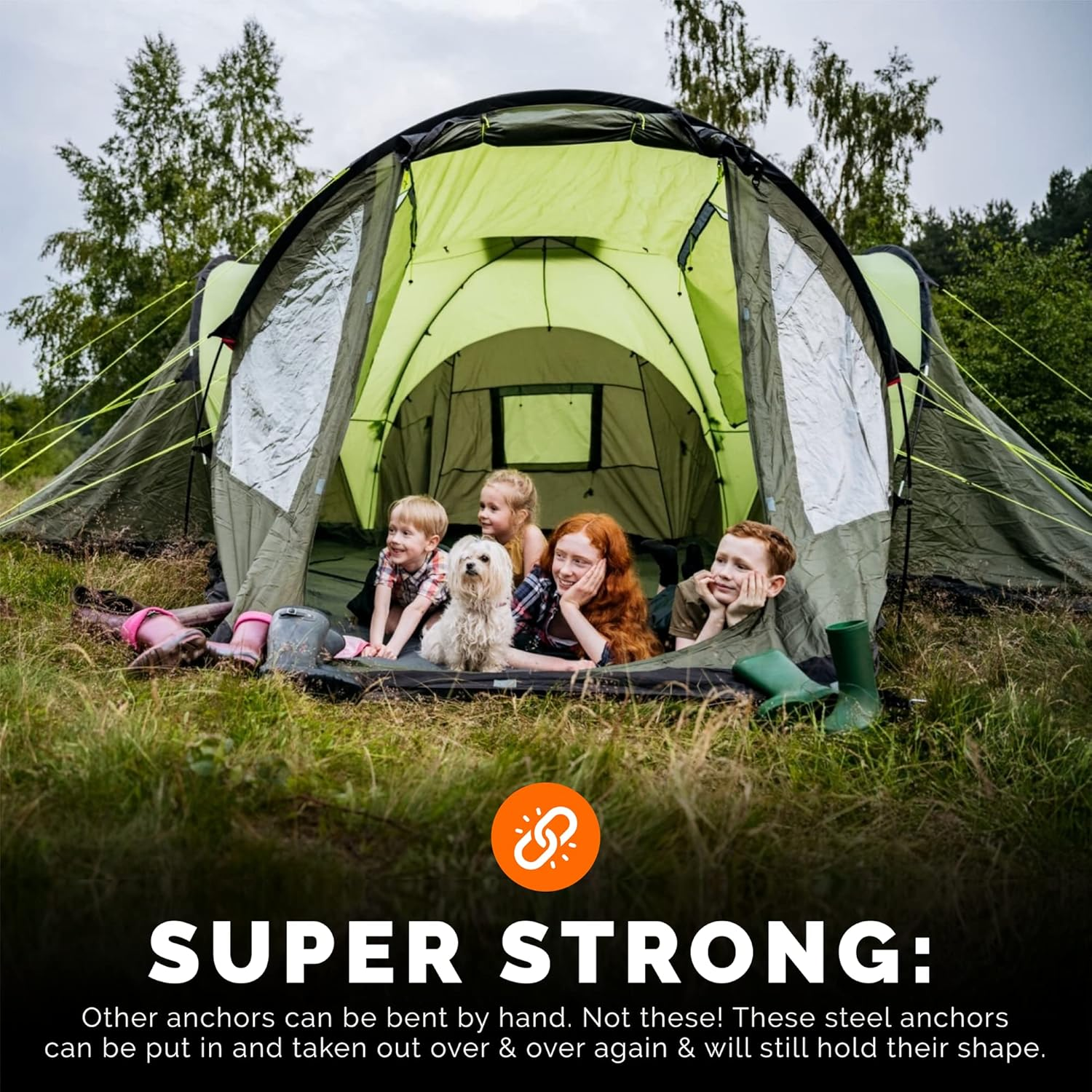 Ground Anchors Screw in - 12 Inch Set of 4 - Tent Stakes Heavy Duty - Trampoline Anchor Kit - Earth Anchor - Swing Set Anchors for Metal Swing Set - Trampoline Stakes Anchors High Wind image number 2