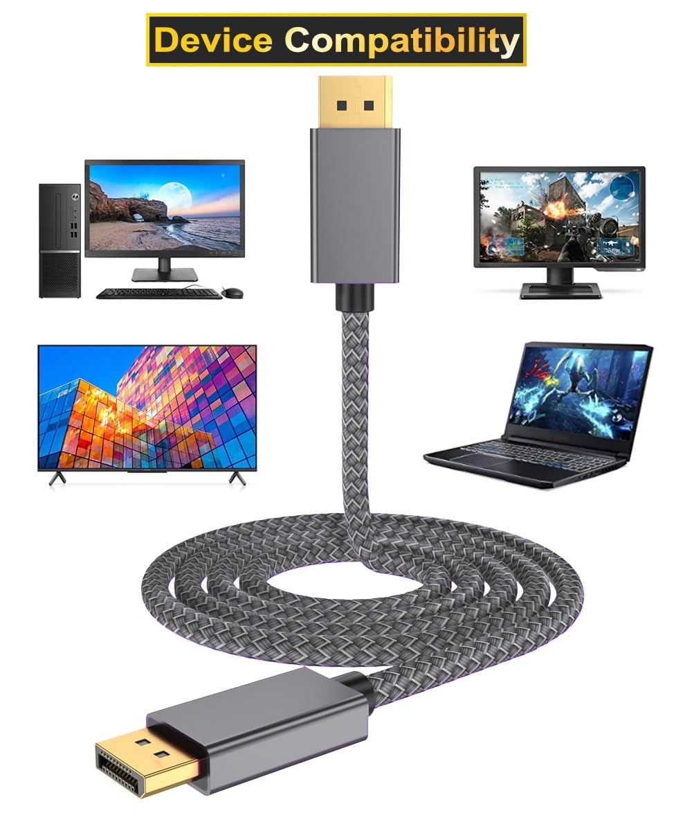 Itramax 8K 60Hz Displayport Cable 3M(2-Pack),10Ft DP 1.4 Male Ultra High Speed Cord for Laptop/Pc/Tv/Gaming Monitor,Support HBR3 Bandwidth of 32.4Gbps,4K@144Hz,2K@165Hz,1080P@240Hz(Dp 1.2 Compatible) image number 6