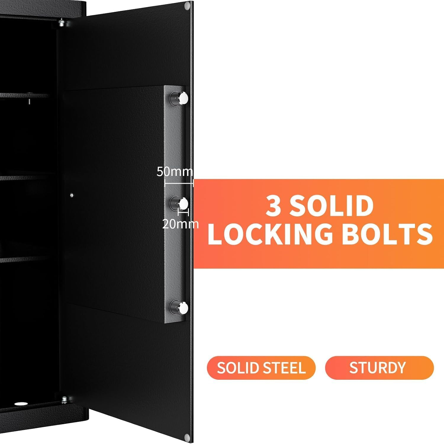 WASJOYE Safe Lock Box Wite Keys, High Security Safety Box, 72L Steel Lock Safes for Home/Office, Cabinet Keys Safe Lock Box for Money Cash Jewelry Medicine Document, 62.5 * 37 * 31CM image number 1