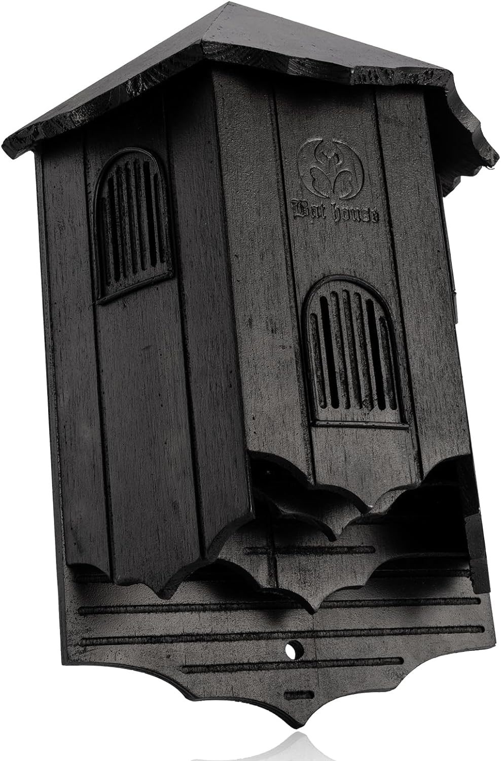 Wooden Castle Bat Houses for outside Bat Box for Outdoors - Large Three Chamber Box Perfectly Designed to Attract Bats - Durable and Easy to Hang(Bat House Ⅰ Black)
