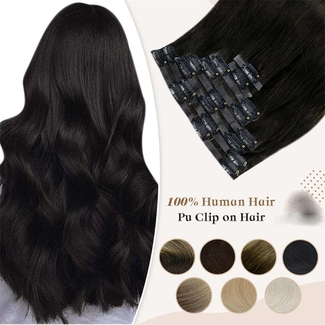 Seamless Clip in Human Hair Extensions 8Pcs 100G Solid Color Blond Hair Pu Clip on Machine Remy Extension Skin Weft 16P22 18 Inches 100G/Set image number 4