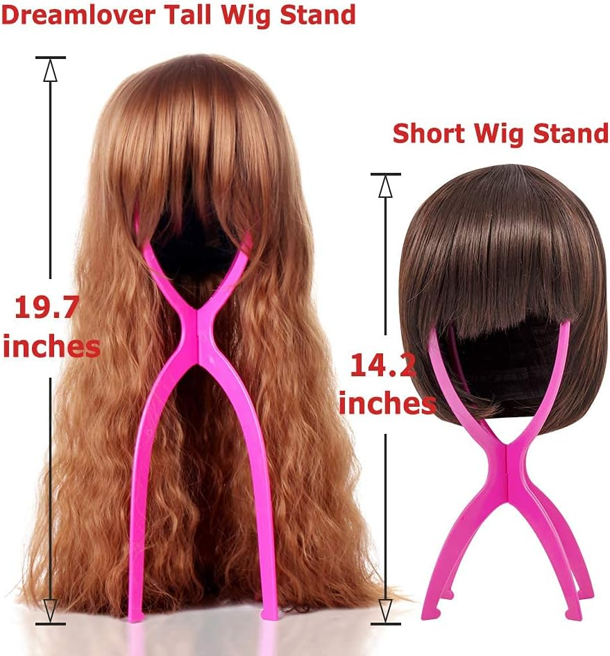 Dreamlover 3 Pack Tall Wig Stands for All Wigs, 19.7 Inches Portable Collapsible Wig Dryer, Durable Wig Display Tool, Travel Wig Stands (Black) image number 2