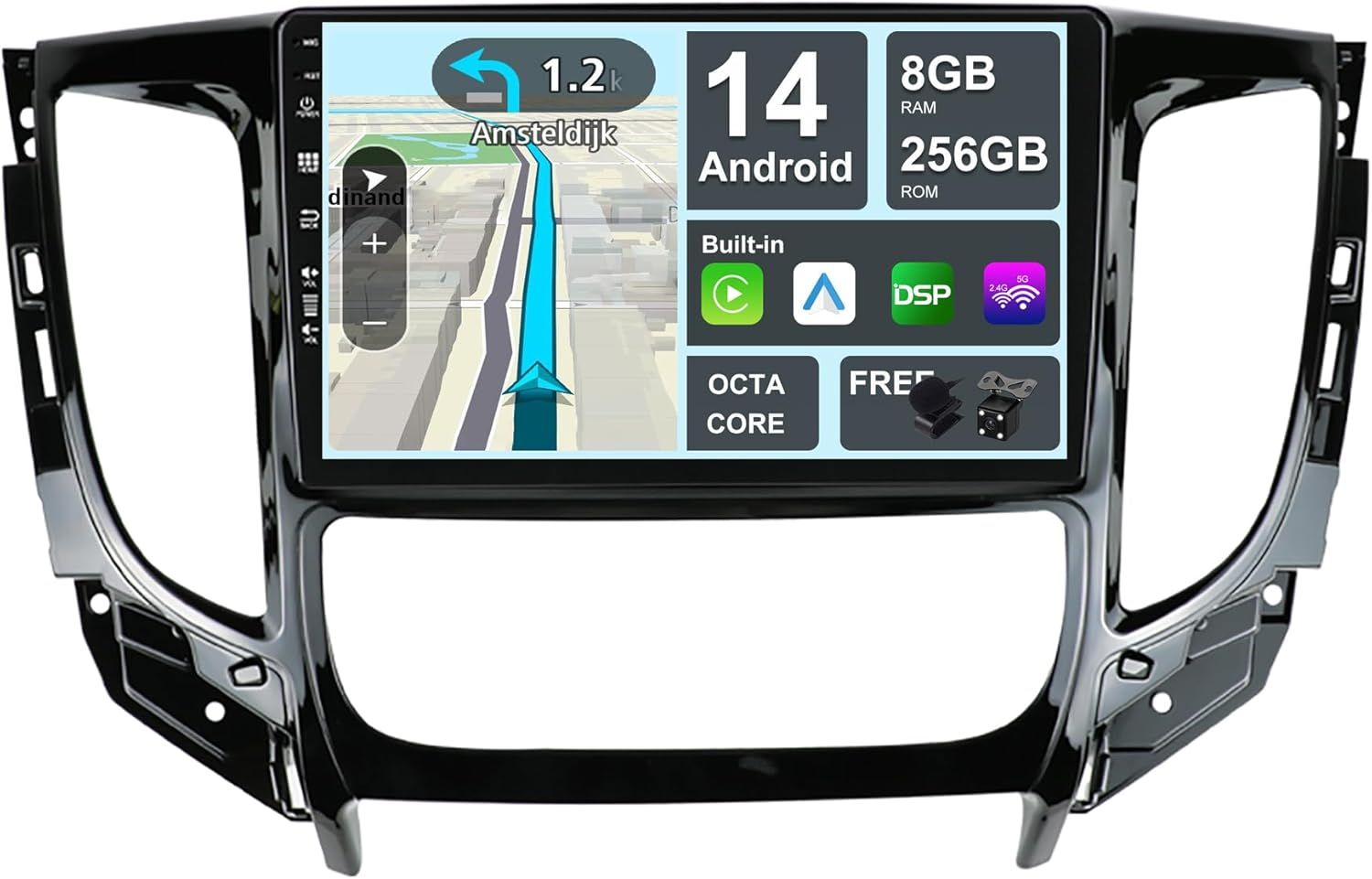 BXLIYER &brvbar; 8G+256G &brvbar; Android 14 IPS Car Stereo for Mitsubishi Pajero Sport 3 L200 5 Triton 3 2015-2019- Wireless Carplay/Android Auto - Camera + MIC - 9 Inch 2 Din DAB Steering Wheel Fast-Boot 360-CAM image number 6