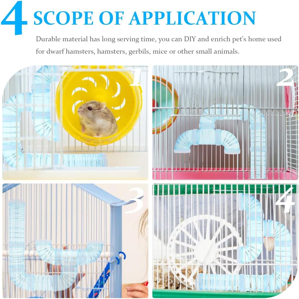 AIMALL 8X Tunnel Set for Hamsters, Squirrels, and Guinea Pigs - Small Animal Tube Toy, 2.17 Inches Diameter - Pink image number 5