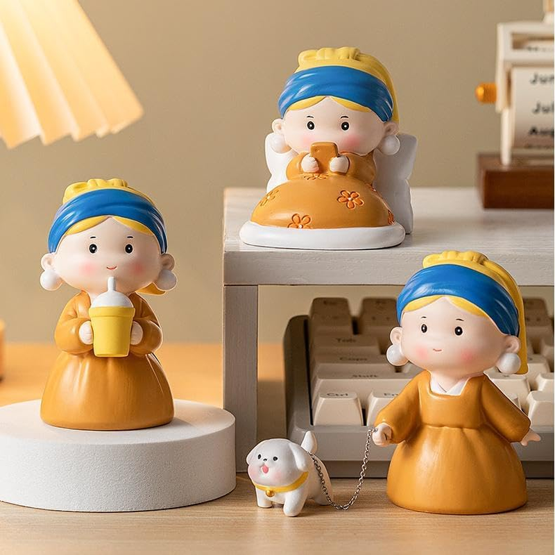 Pearl Girl Statue（Drink）, Wall Art Rack Decoration, Featuring the Famous Painting Pearl Girl Statue, Abstractly Handmade Collectible, Desk, Bookshelf, Coffee Table, Living Room, Bedroom Decoration image number 4