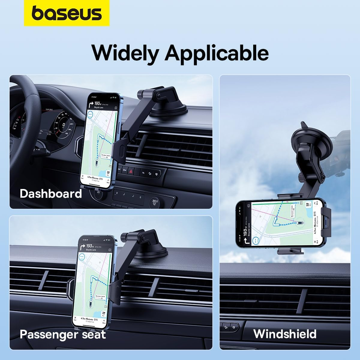 Baseus Car Mount Baseus Ultracontrol Go Series Clamp-Type Car Mobile Phone Holder (Suction Cup Version)Rotatable and Adjustable Fits All 5.4 - 7.2 Inch Cell Phonecluster Black image number 1