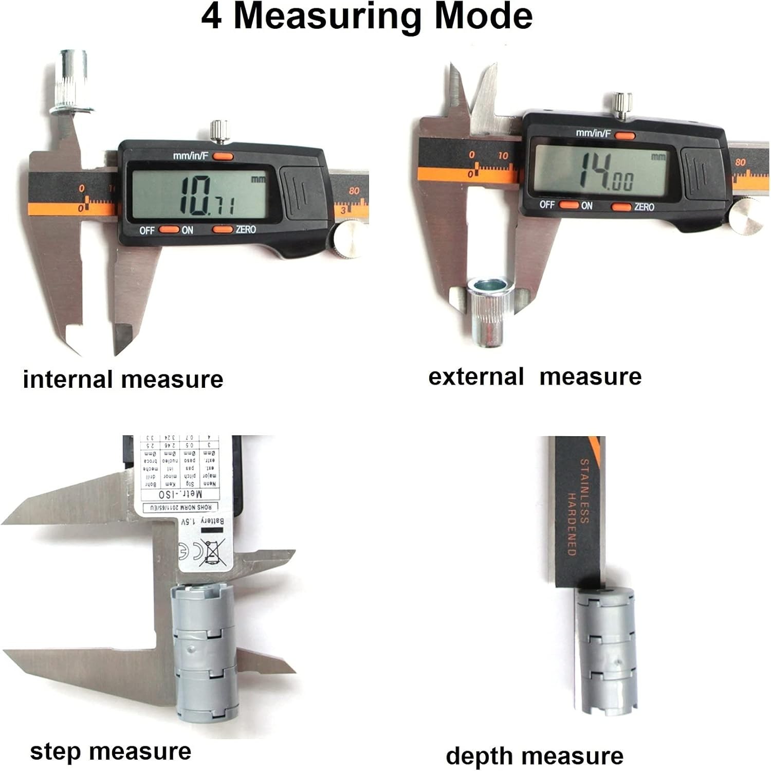 Auto-Off Inch/Millimeter/Fraction 6 Inch Digital Caliper Measuring Tool Micrometer Stainless Steel Body with Large LCD Screenperfect for Diy/Household/Accuracy Measurement image number 1