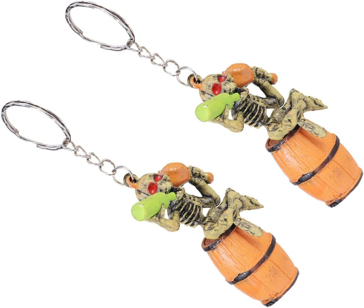 WOFASHPURET 2Pcs Skull Keychains for Men Creative Halloween Keychains Unique Hanging Pendant for Car Keys and Bag Decoration For image number 1