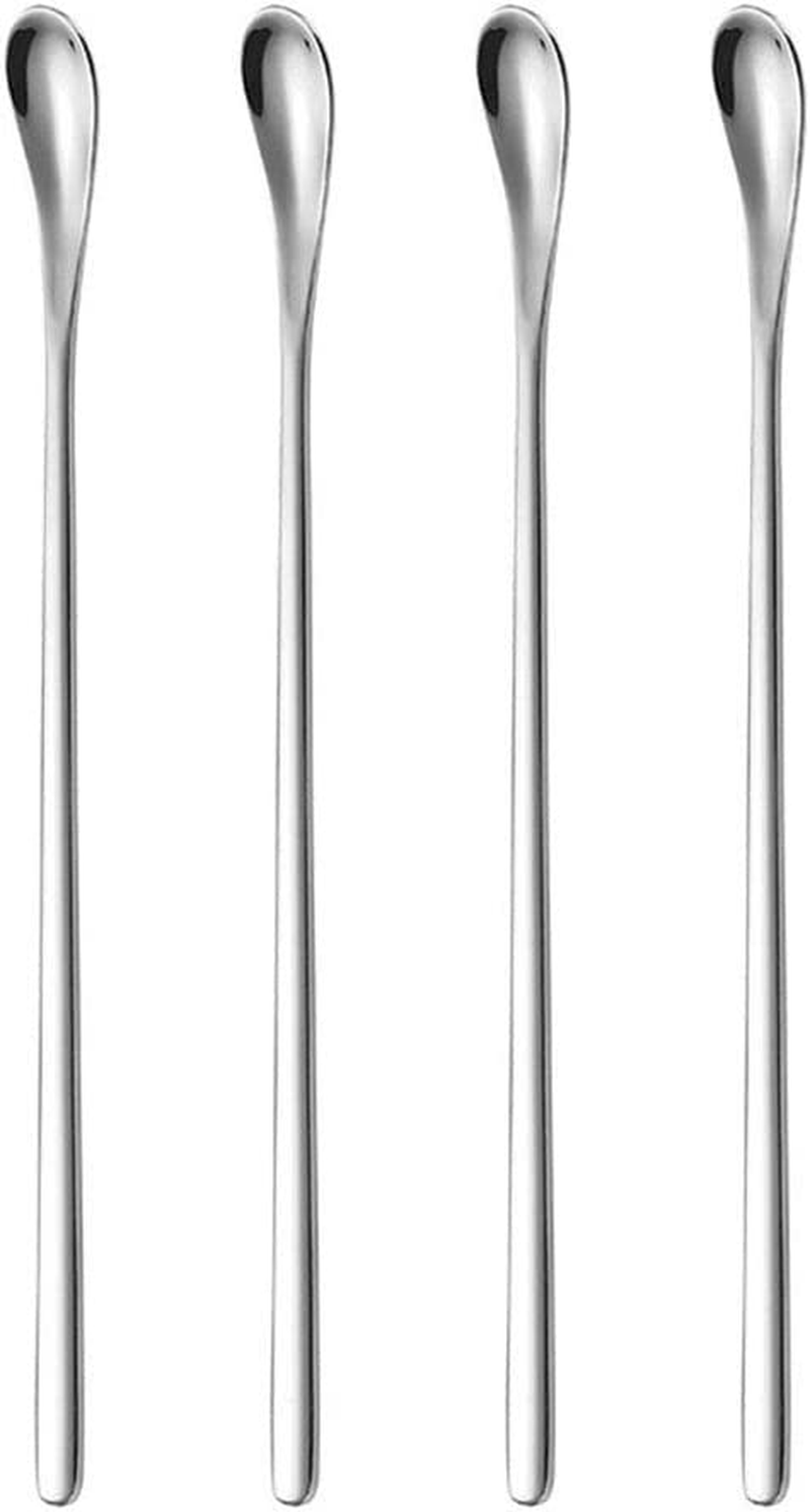 Delove Long Stainless Steel Cocktail Stirrers Stir Cocktail Drink Swizzle Stick Beverage Coffee Stirring Spoon- Mixing Spoon- Tiny Salt Condiment Spoon (10.3-Inch)