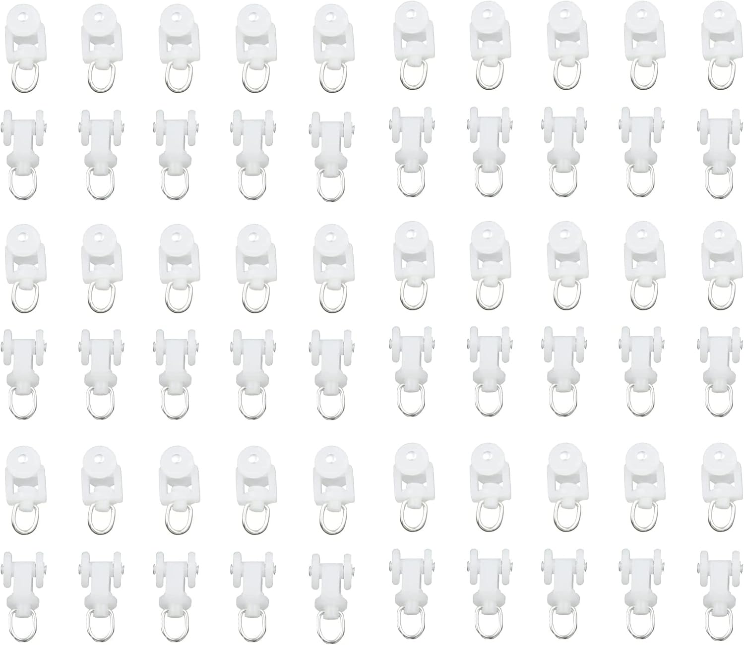 Curtain Track Rollers, Ripple Fold Curtain Wheeled Carriers, Fold Drapery Runners, 60PCS (22X16 Mm / 0.87&times; 0.63 Inches) - White image number 1