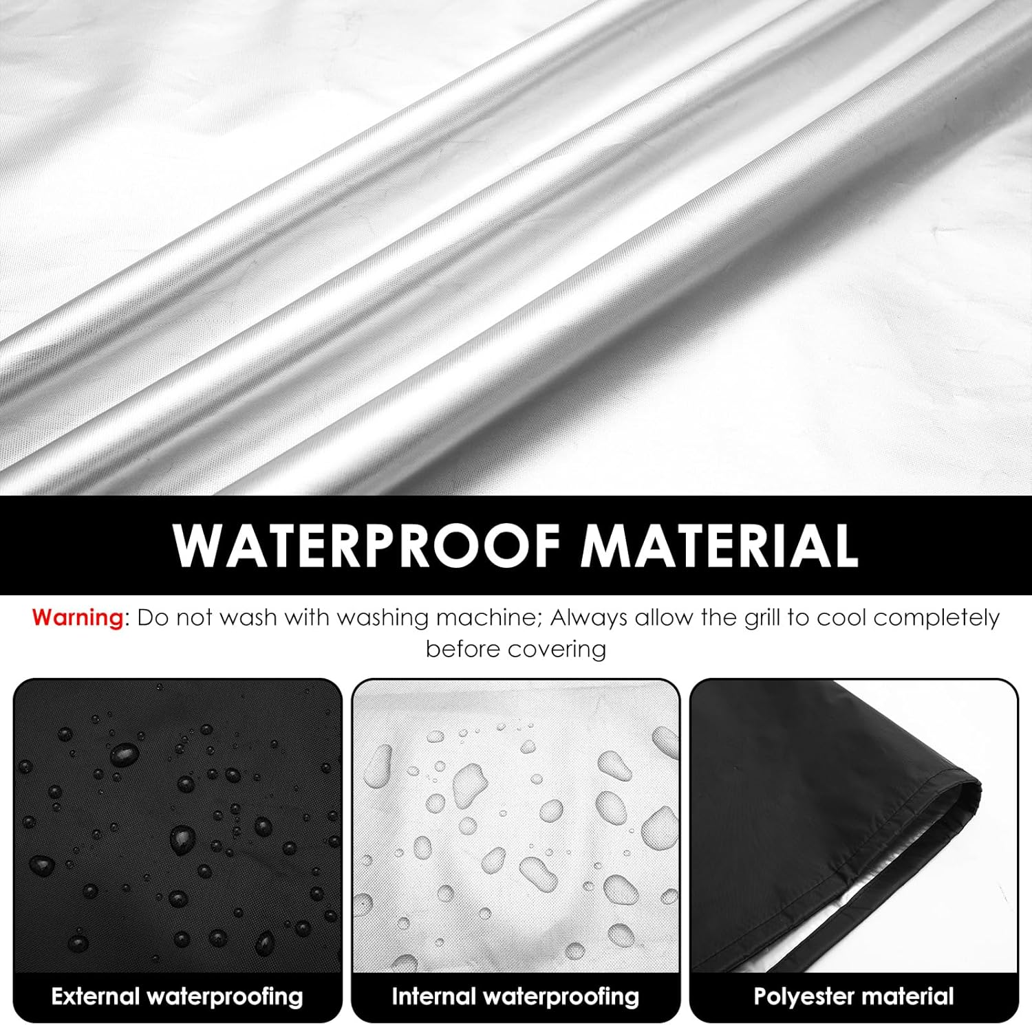 Smoker Grill Cover, Convenient Handles Waterproof Vertical Smoker BBQ Grill Cover with Handle for Outdoor Grill