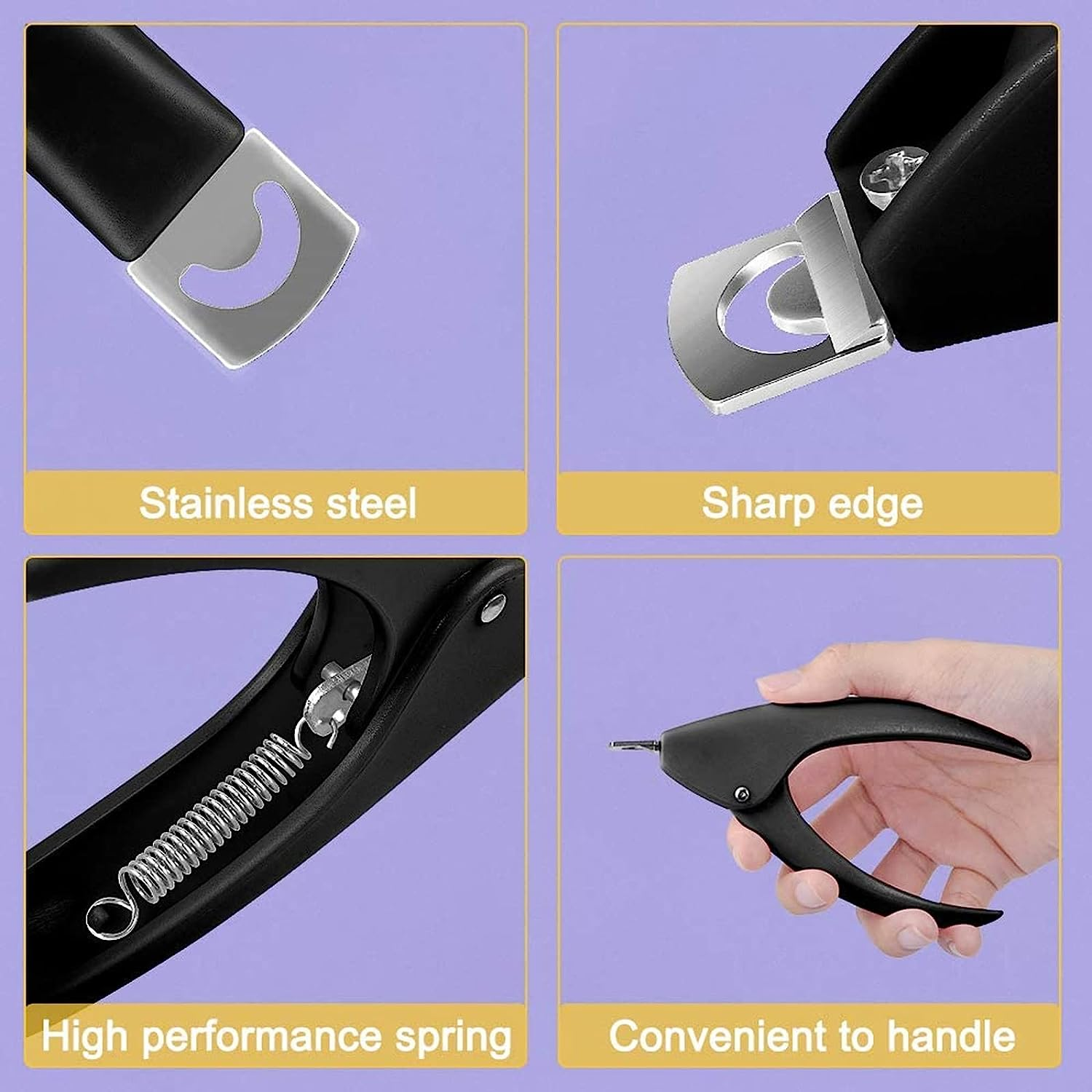 Professional Acrylic Nail Clippers Fake False Nail Tip Cutter Nail Trimmer for Artificial Nail Extension Manicure Pedicure Sharp Blade Nail Art Tool Beauty Salon Nail Tech Home DIY Use (Black) - Pink image number 7