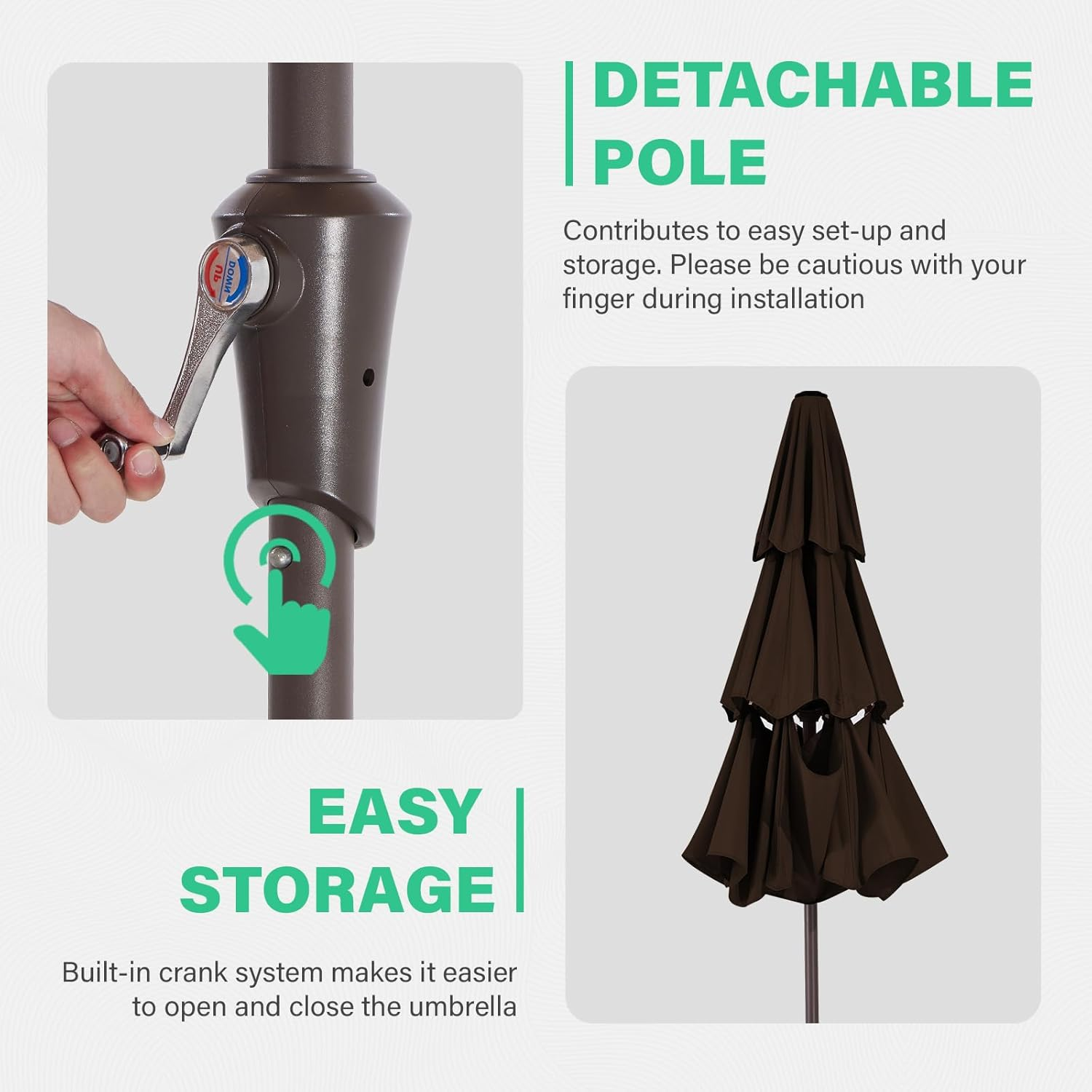 JEAREY 9FT 3 Tiers Patio Umbrella Outdoor Market Umbrella Table Umbrellas