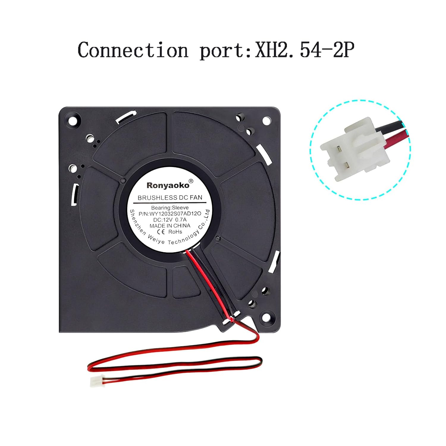 Ronyaoko 12V 0.7A 120Mm X 120Mm X 32Mm 12032 Brushless Turbo DC Blower Cooling Fan image number 6