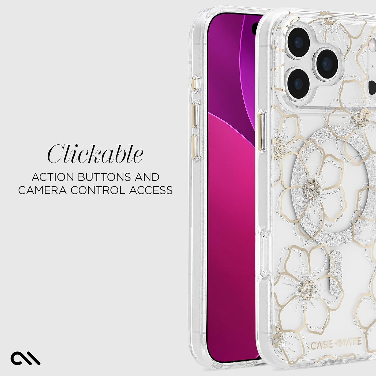 Case-Mate Iphone 17 Pro Max Case [Compatible with Magsafe] - Sparkly Floral Phone Case with 12Ft Drop Protection - Premium Magnetic Cover for Iphone 17 Pro Max - Floral Gems - Iridescent image number 3