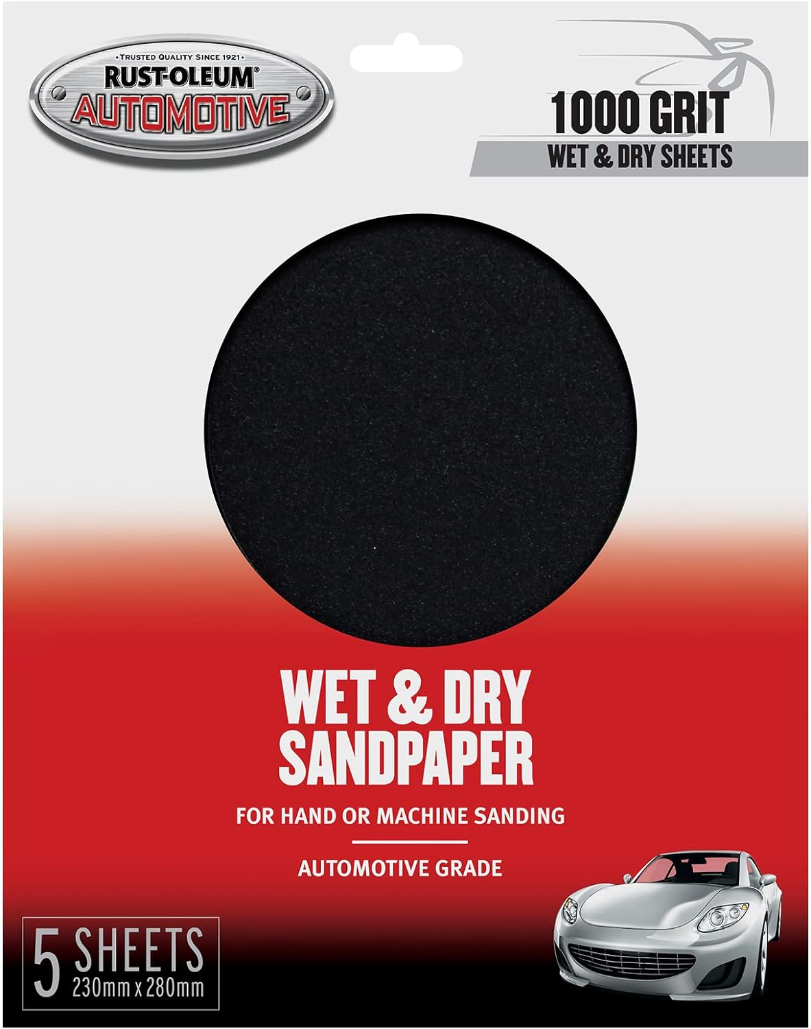 Rust-Oleum Automotive Wet & Dry Sandpaper, 1000 Grit, 5 Sheets | Fine Finishing for Automotive & DIY Projects image number 2