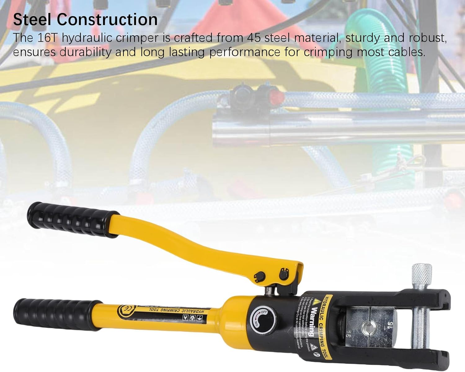 16T Hydraulic Crimping Tool 16 AWG to 300 Battery Cable Crimping Tool Stroke Hydraulic Lug Crimper Electrical Terminal Crimper with 11 Pairs of Dies image number 1