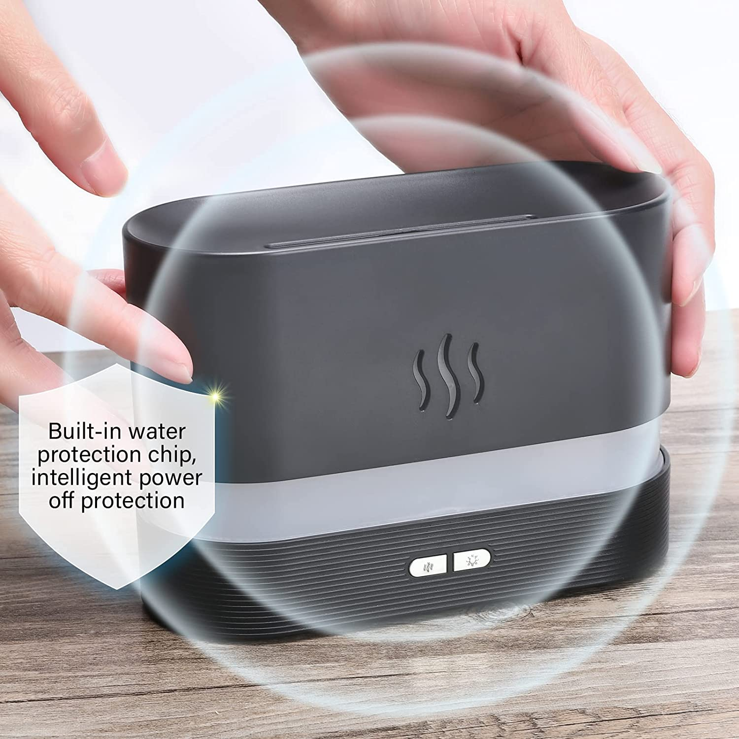 Depulat Flame Air Diffuser Humidifier,Portable-Noiseless Aroma Diffuser for Home,Office or Yoga Essential Oil Diffuser with No-Water Auto-Off Protection(Black) image number 6